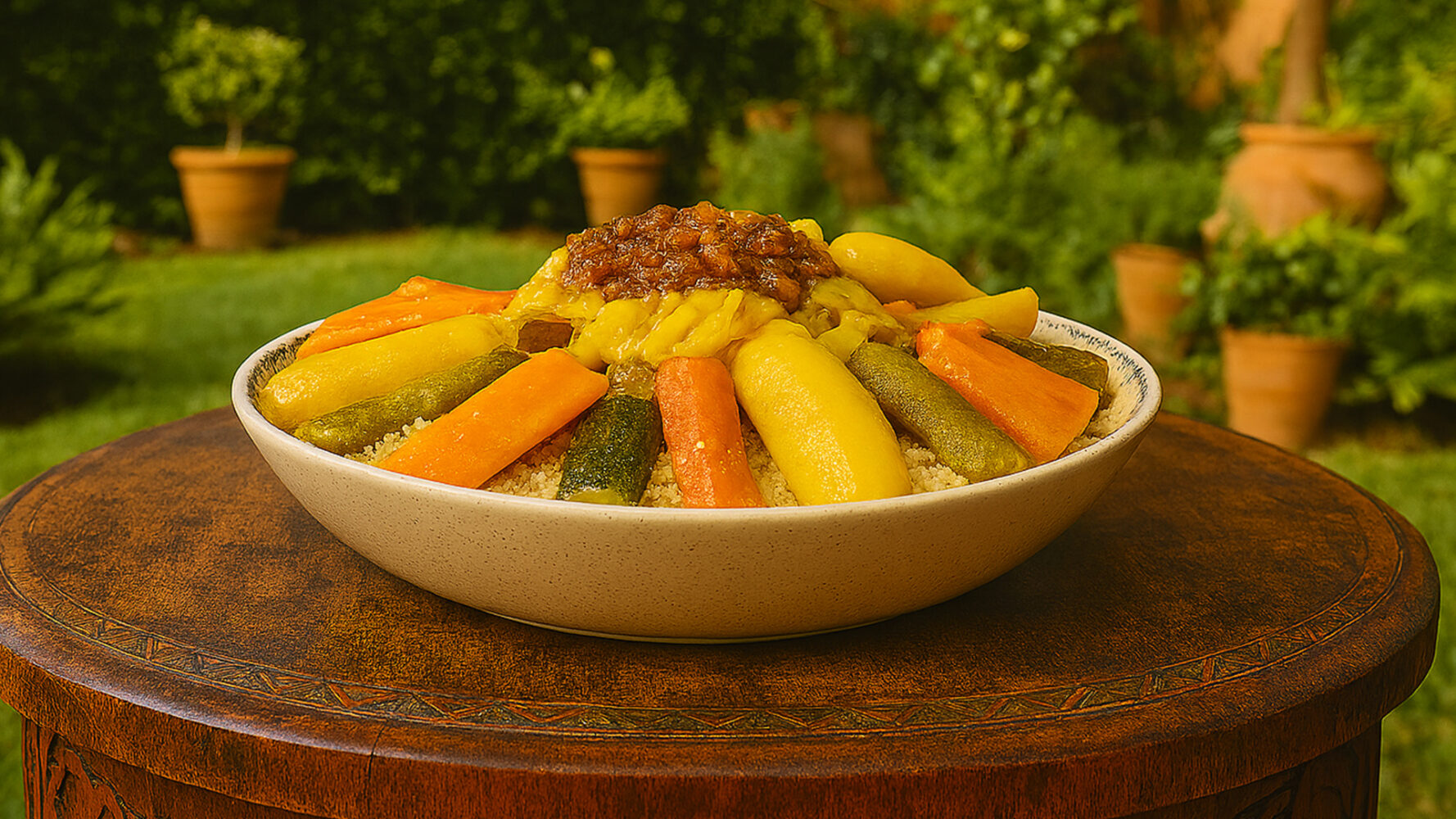 كسكس مغربي بالبلبولة (الشعير) والخضار بطريقة تقليدية